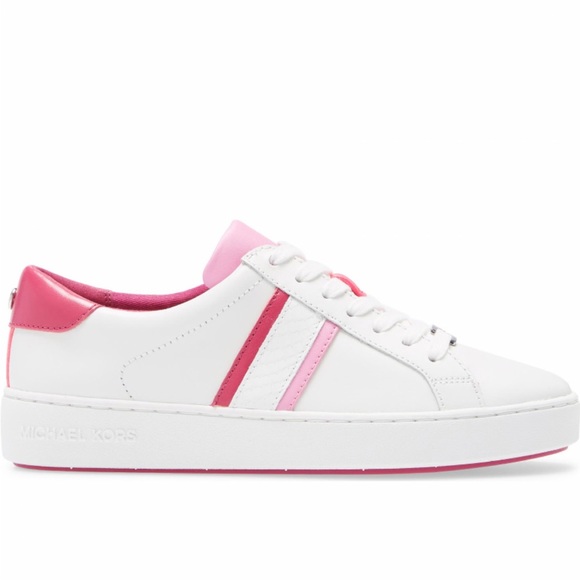 NWB MICHAEL Michael Kors Irving WHITE/ NEON PINK LEATHER size 10 new in box - Picture 6 of 12